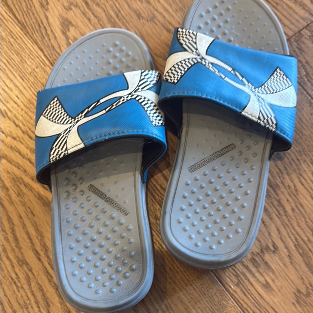 Under Armour Blue and Gray Slide Sandals for Casual Wear